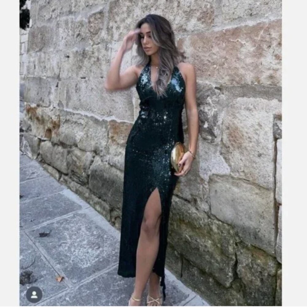 Zara sequin gown dress